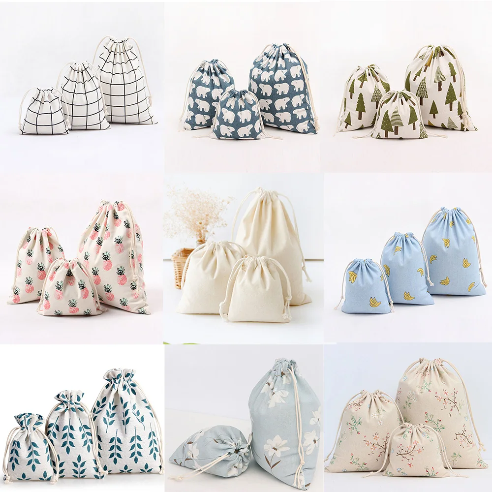 

Factory Price 14 Styles Cotton Line Drawstring Pouches Candy Favor Holder Jewelry Party Gifts Bag 14x16cm 19x24cm 25x32cm Bag