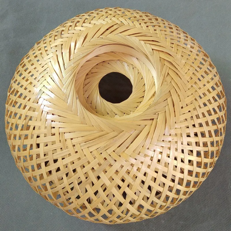 Bamboo Wicker Rattan Lampshade Hand-Woven Double Layer Bamboo Dome Lampshade Asian Rustic Japanese Lamp Design