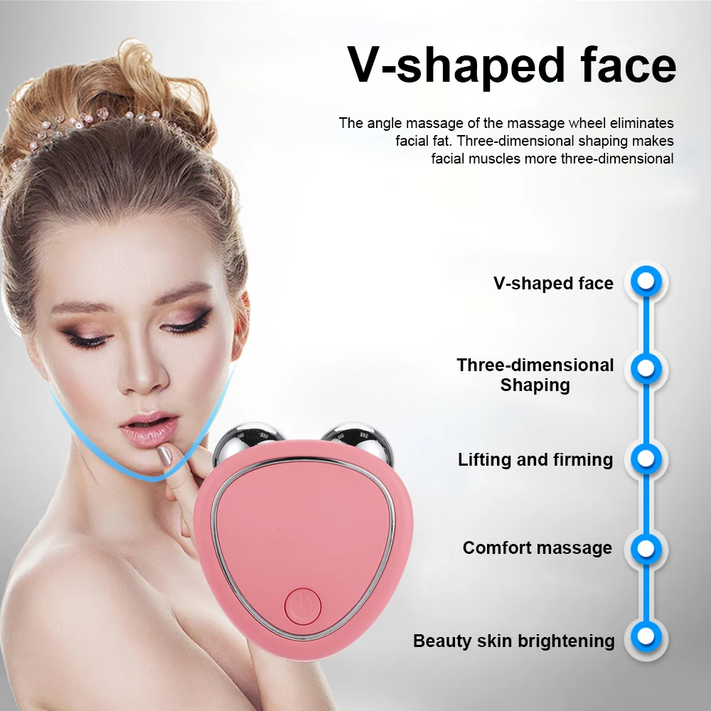 Mini EMS Facial Massager Microcurrent Face Lift Machine Roller Skin Tightening Rejuvenation Beauty Charging Facial Wrinkle