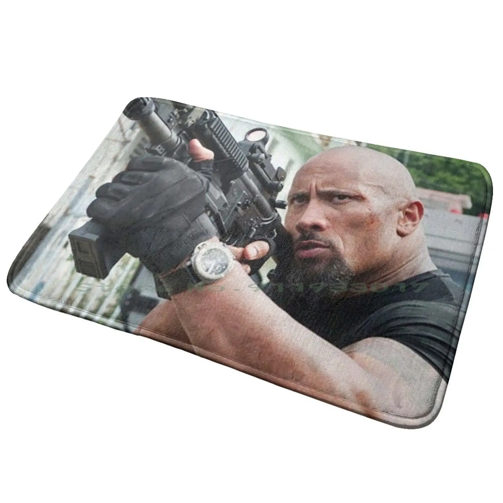 Dwayne Johnson Entrance Door Mat Bath Mat Rug Cat Cute Kawaii Japanese Costume Crossover Korilakkuma Bear Anti-Slip Bedroom