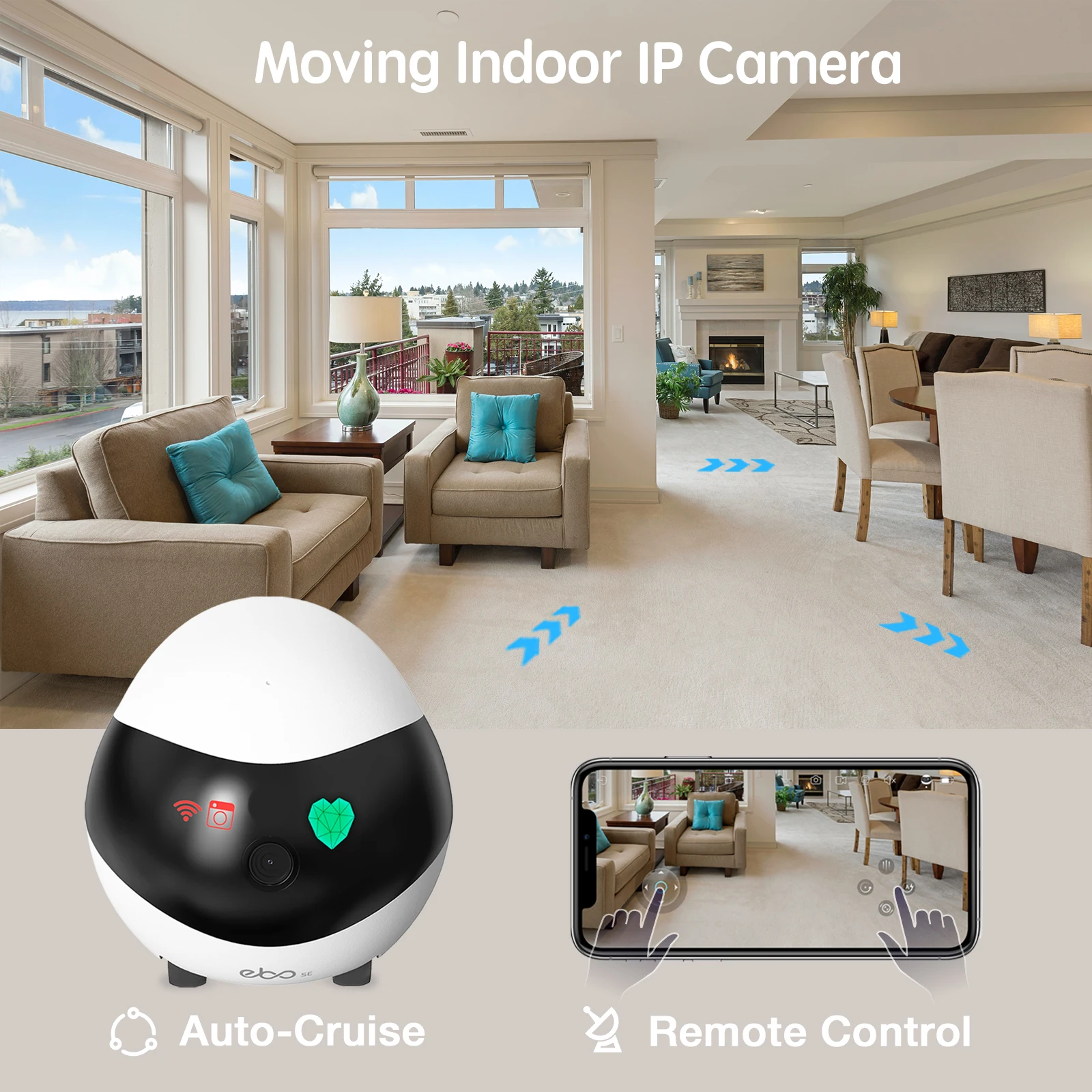 New Indoor Pet Camera, Whole House Moving Monitor with Audio, Night Vision, SD Card 1080p HD Video Storage, Smart WiFi Camera