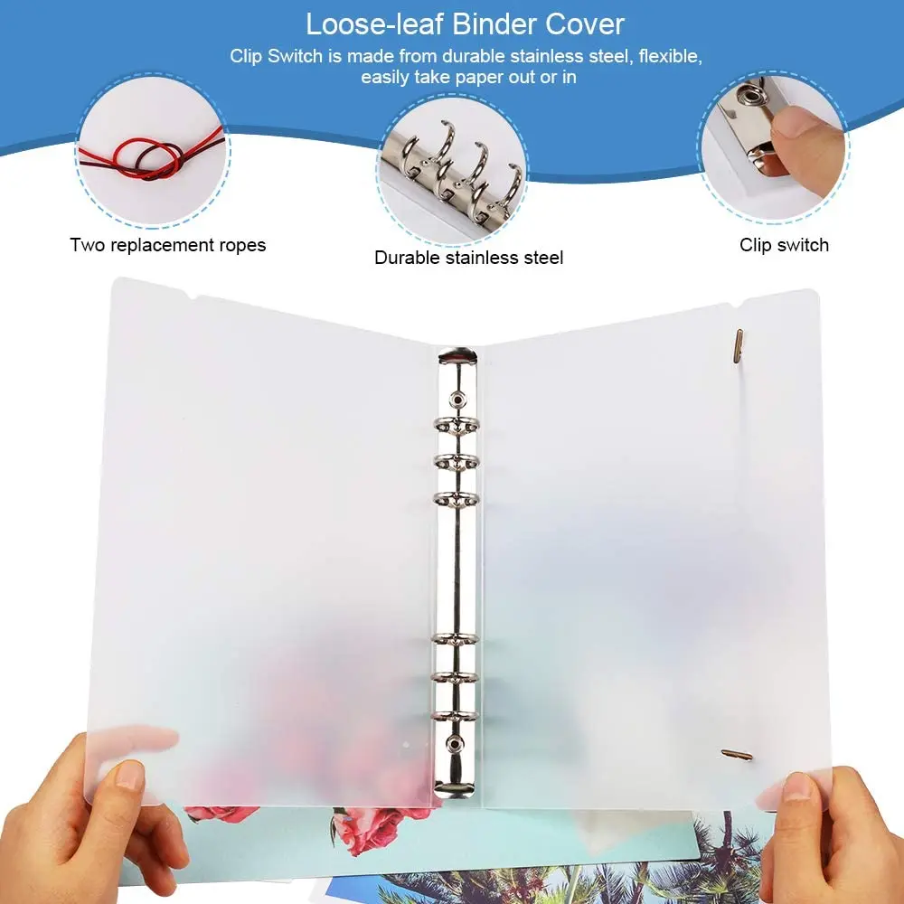 10Pcs A5 Round Ring Binder Cover Planner Set PVC Notebook Protector + Subject Dividers + 2 Pcs Binder Pockets + Ruler + Labels