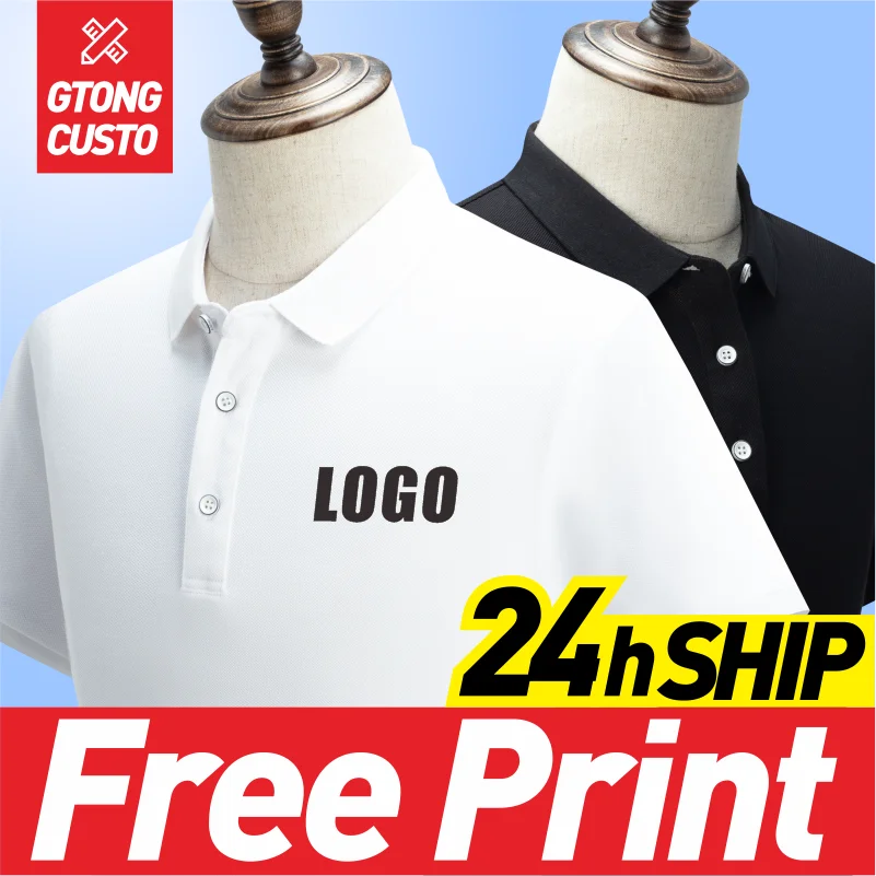 GTONG Summer Tshirt Custom Logo Men And Women Short-sleeved Design Polo Shirtsembroidery Print Pattern Diy Team Clothing