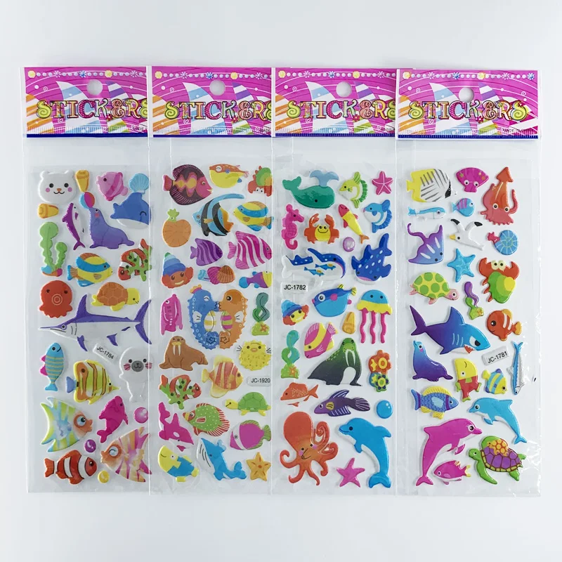 8 Sheets/Pack Marine Life Sticker Cute Cartoon Sea Fish 3D Puffy Foam Stickers for Kids DIY Toy Scrapbook Laptop Decora