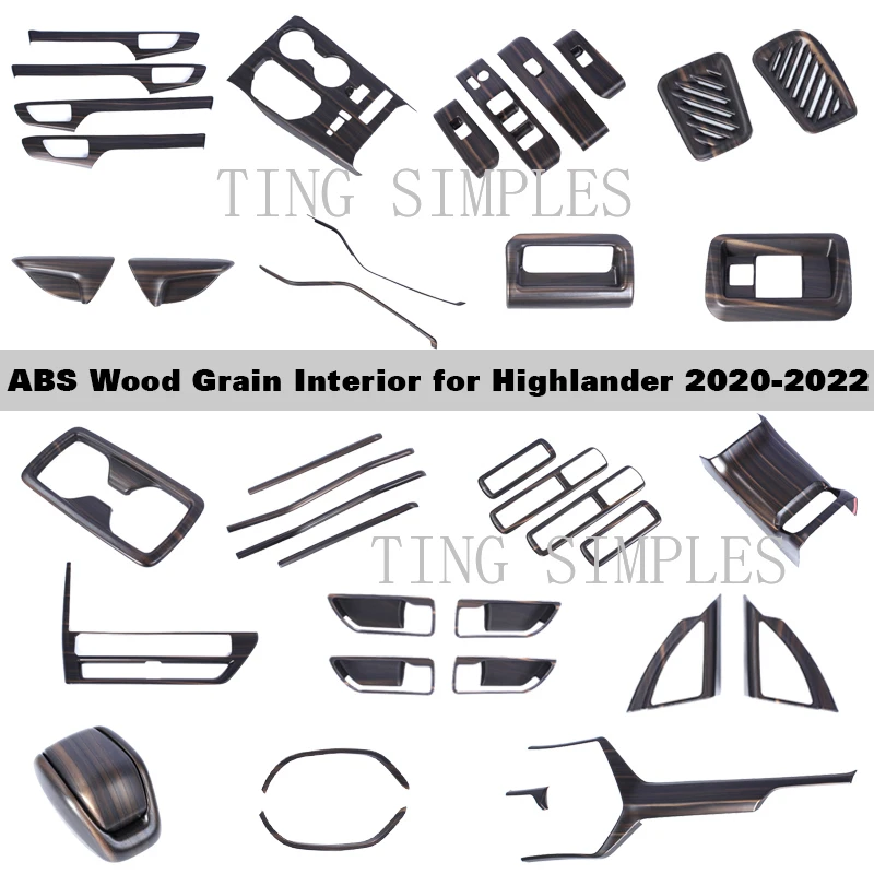 

Отделка салона автомобиля из персикового дерева для Toyota Highlander 2020, 2021, 2022, приборная консоль, шестеренка, крышка водяного стакана, решетка вентиляционного отверстия