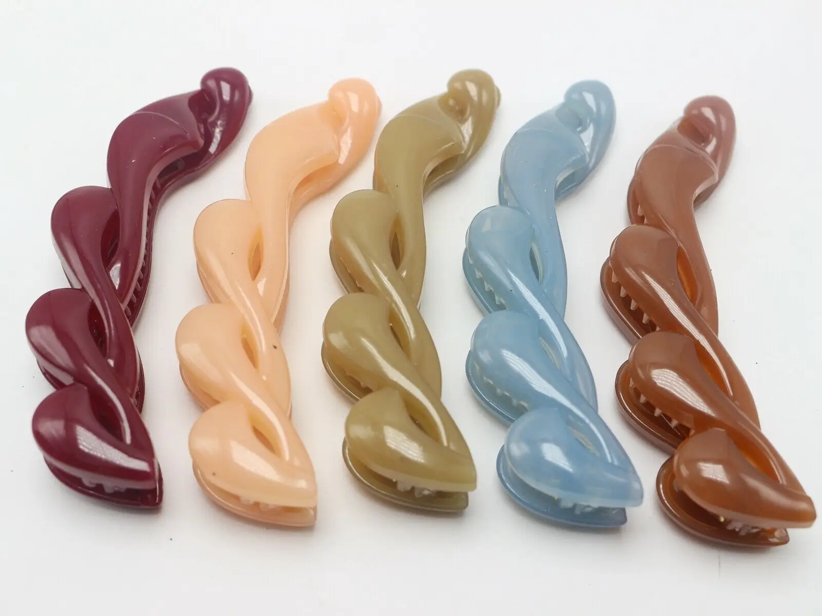 5Pcs Jelly Color Plastic Banana Hair Clips Comb Claw Ponytail Holder 105mm