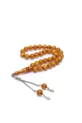 Hand Work Lathe Tortoiseshell Baga Press Powder Amber Prayer Beads Sphere Round Cut Yellow Color Metal Tassels