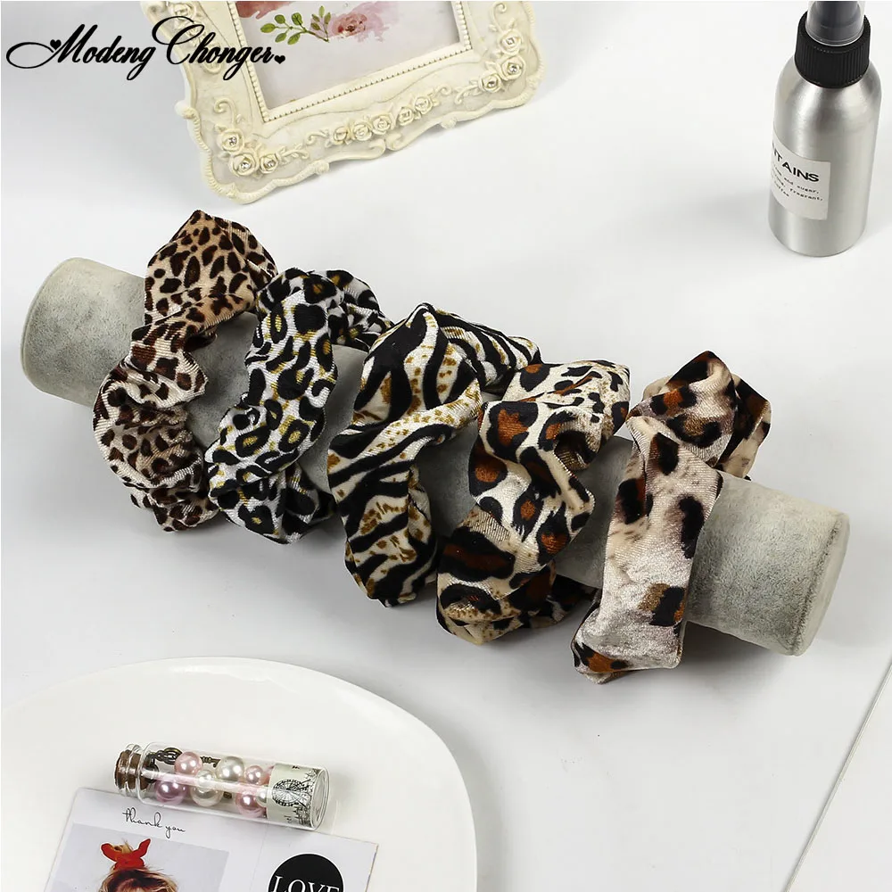 Lazo para el pelo con estampado de leopardo para niña y mujer, coletero a rayas, bandas de cuerda, accesorios para el cabello