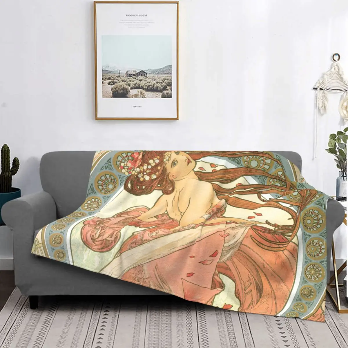 

Alphonse Mucha Dance Blankets Vintage Beautiful Women Plush Funny Warm Throw Blanket for Bed Sofa All Season