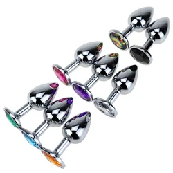 Metal Anal Plugs + Crystal Jewelry 7 Colors Small Anal Sex Toys for Women & Men Mini Round Shaped Stainless Dildo Intimate Goods