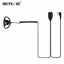 Retevis EEK015 D-shape Walkie Talkie Headset Coil Design Two Way Radio Earphone with PTT and Mic for Kenwood Baofeng UV5R BF888S