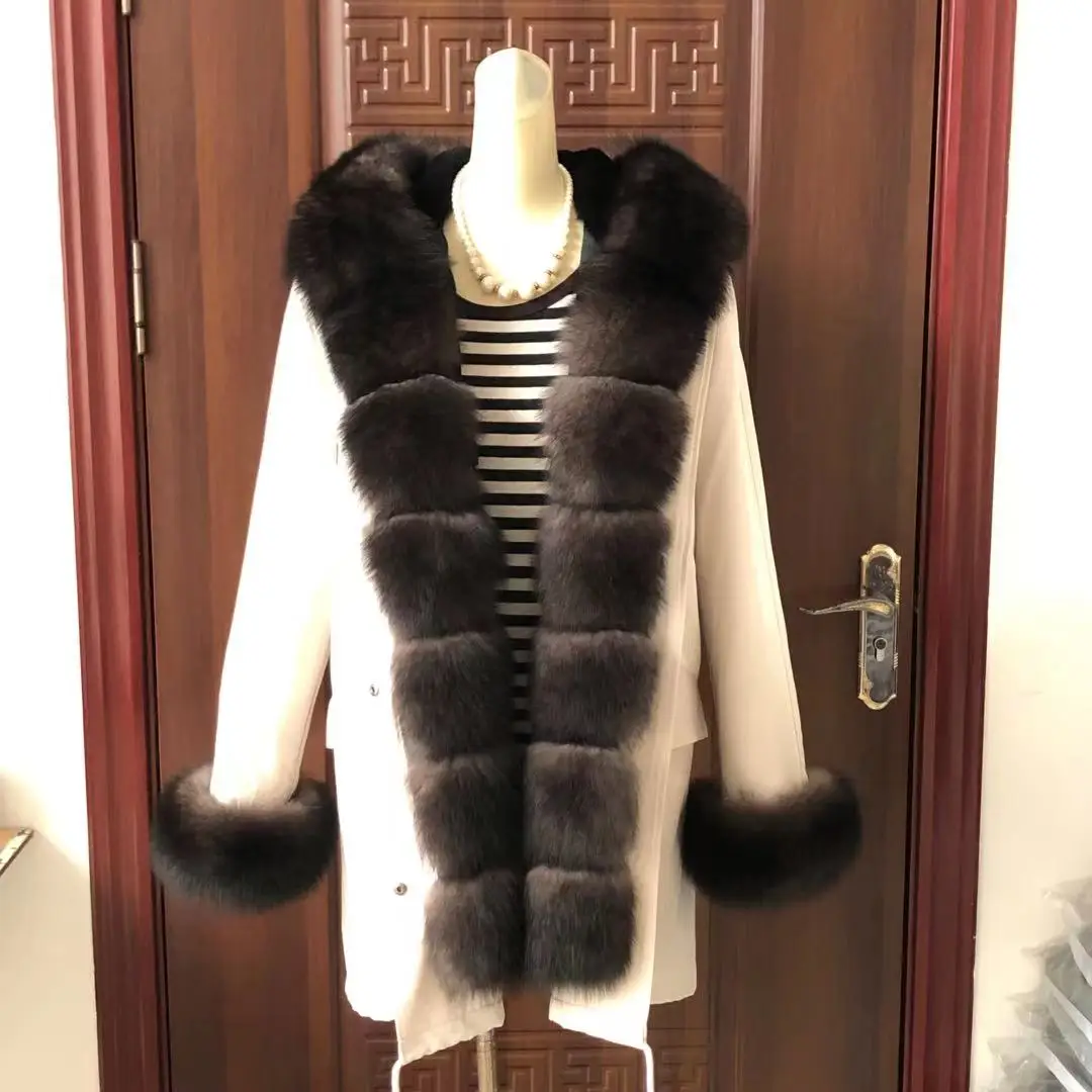 

OFTBUY 2021 Fashion Winter Jacket Women Real Fur Coat Natural Real Fox Fur Collar Loose Long Parkas Big Fur Outerwear Detachable