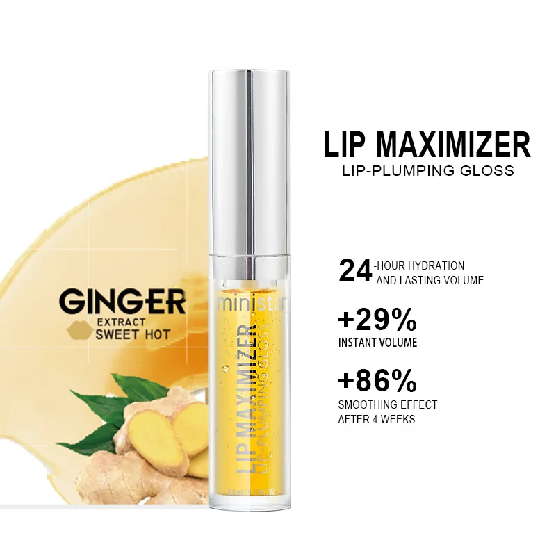 Instant Lip Volumizing Serum for Lip Volumizer Moisturizing Enhancement Lip Reduce Fine Lip Lines Ginger Mint Plumper Oil Gloss