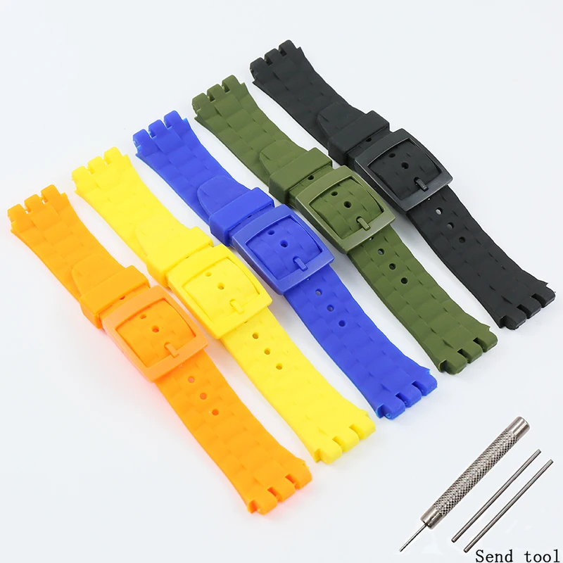 Watch Accessories Silicone Strap Pin Buckle for Swatch 21mm suuk400 suuw100 Diving Men\'s and Women\'s Rubber Sports Strap