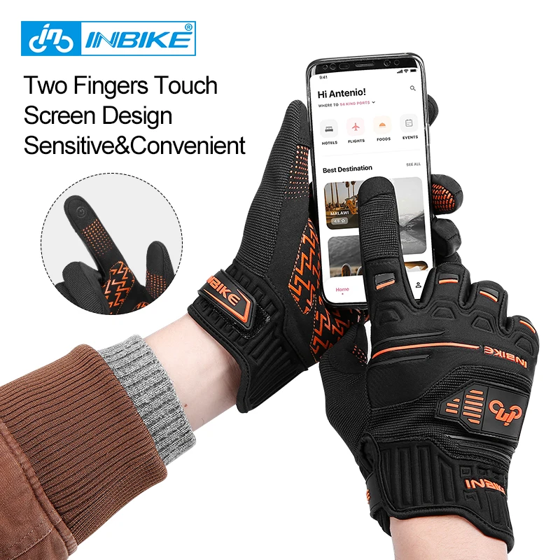 INBIKE MTB Bike Gloves Full Finger Thickened Pad Shockproof Breathable Road Bicycle Gloves Men Women Sport Cycling Gloves MC030