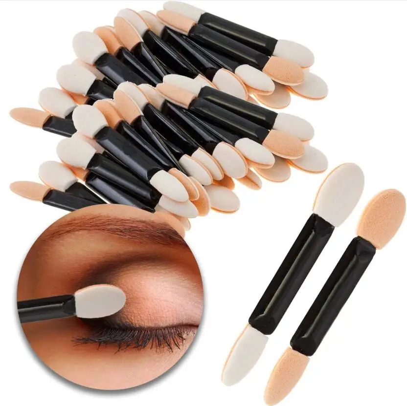 Kit de brochas de esponja desechables para espejo de uñas, 12 piezas, aplicador de sombra de ojos de doble cara, suministros de maquillaje y cosméticos