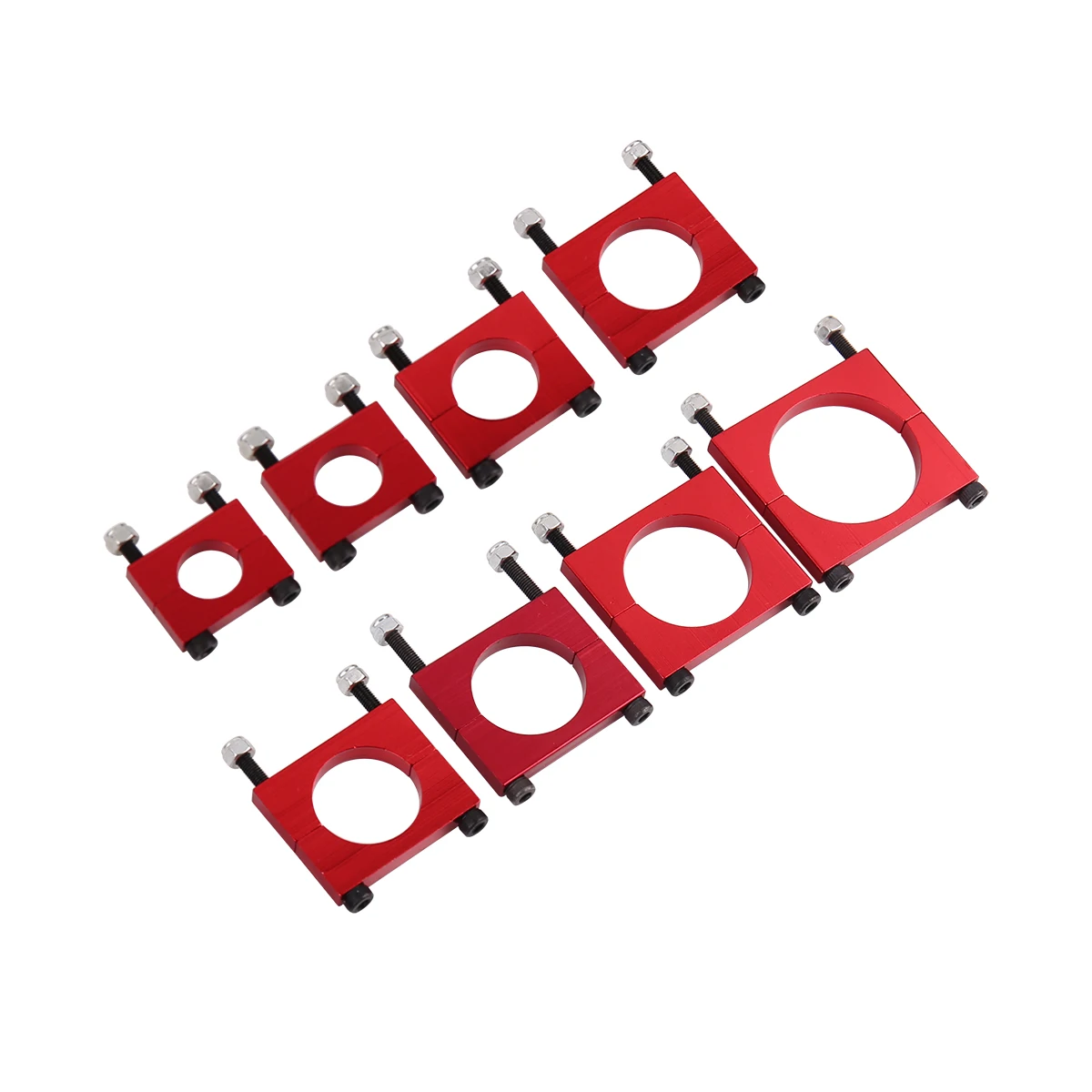 Black red 8/10/12/14/16/20/25/30mm CNC Aluminium Tube Clamp Motor Mount Fixture Clip Holder for Multi-axis Fixed-wing Aircraft