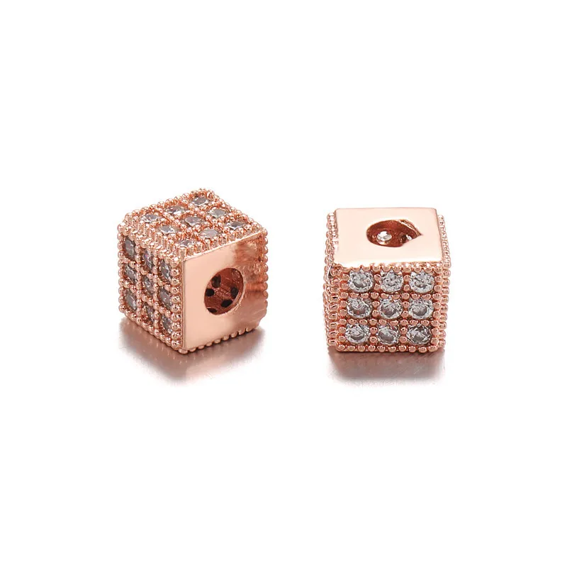 Full Pave Black Cubic Zircon Cube Dice Beads for Jewelry Making 6MM DIY CZ Copper Jewelry Spacer Charms Beads fit Bracelet