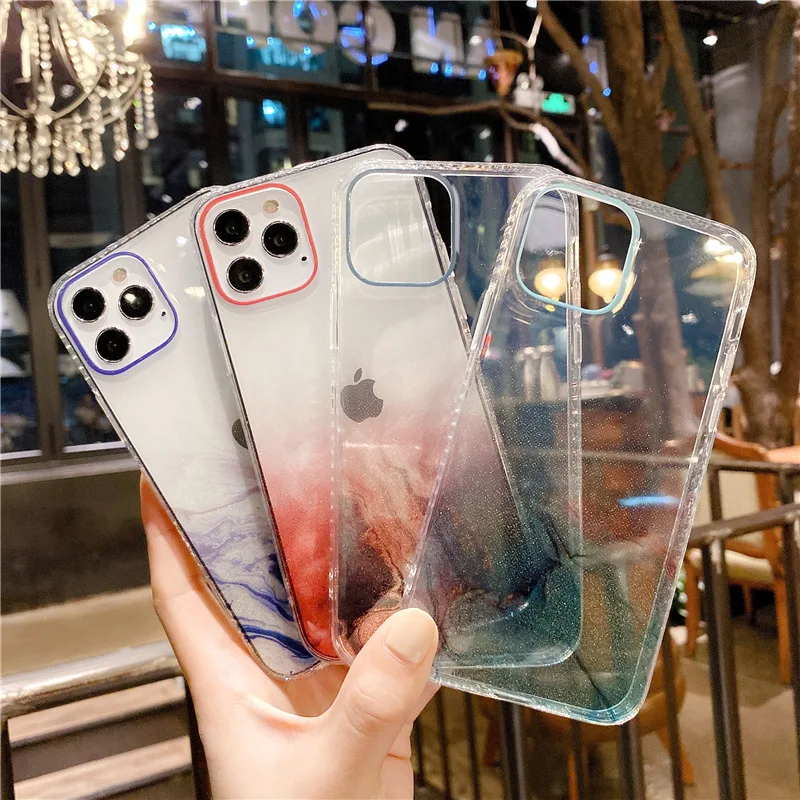 Art Graffiti Hard PC Phone Case For iPhone 12 11 X XR XS Max Pro Max Mini 7 8 6s Plus SE2020 Marble Texture Glitter Back Cover