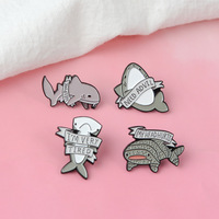 FIMAODZ Shark Dolphin Enamel Pin Help Me ! I Am Very Tired Ocean Animal Theme Exquisite Backpack Brooches Badge for Unisex