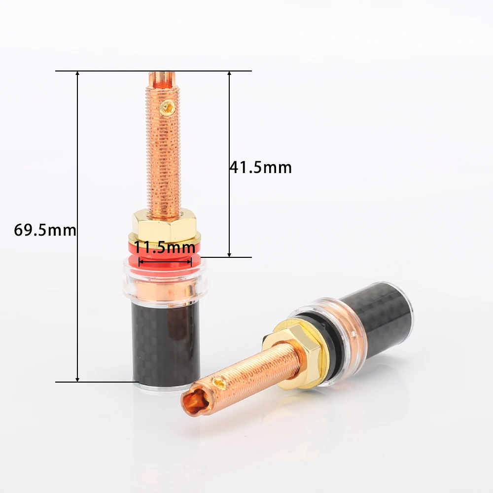 하이 엔드 오디오 탄소 섬유 바인딩 포스트 구리 플레이트 스피커 터미널, hifi 스피커 앰프 긴 바인딩 포스트