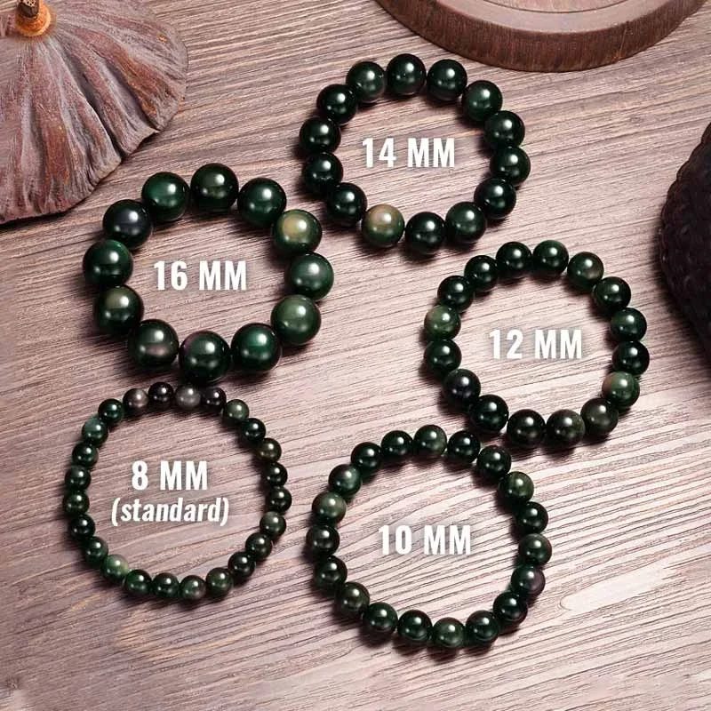 Natural Obsidian Bracelet Women Natural Black Energy Stone AAAAA Rainbow Eye Healing Prayer Balance Wrist Bracelet Men Jewelry