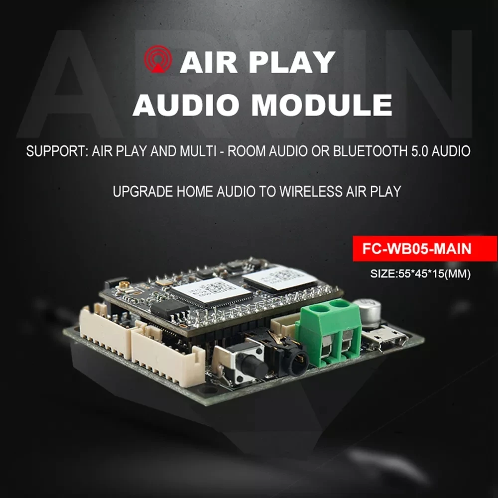 WB05 WiFi e Bluetooth 5.0 Áudio Receber Módulo Bluetooth I2S Saída Analógica ESS9023 Placa De Saída Com Airplay DLNA Wifi Áudio