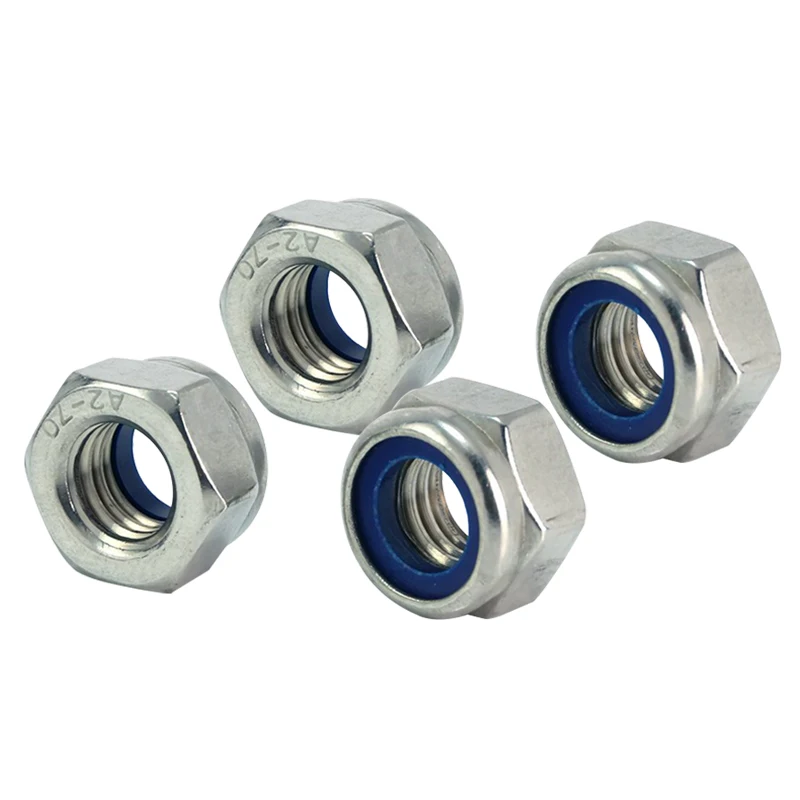 luchang 100Pcs M3 M4 M5 M6 M8 Stainless Steel Metal Steel Self-locking Nut Lock Nut Locknut Slip Hex Nut