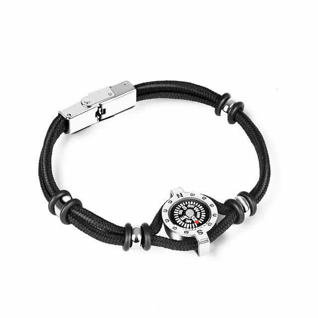 TItanIum SteeI BraceIet Rope Adventure CIImbIng Compass JeweIry Outdoor CampIng HIkIng FIeId NavIgatIon TooIs For Men And Women