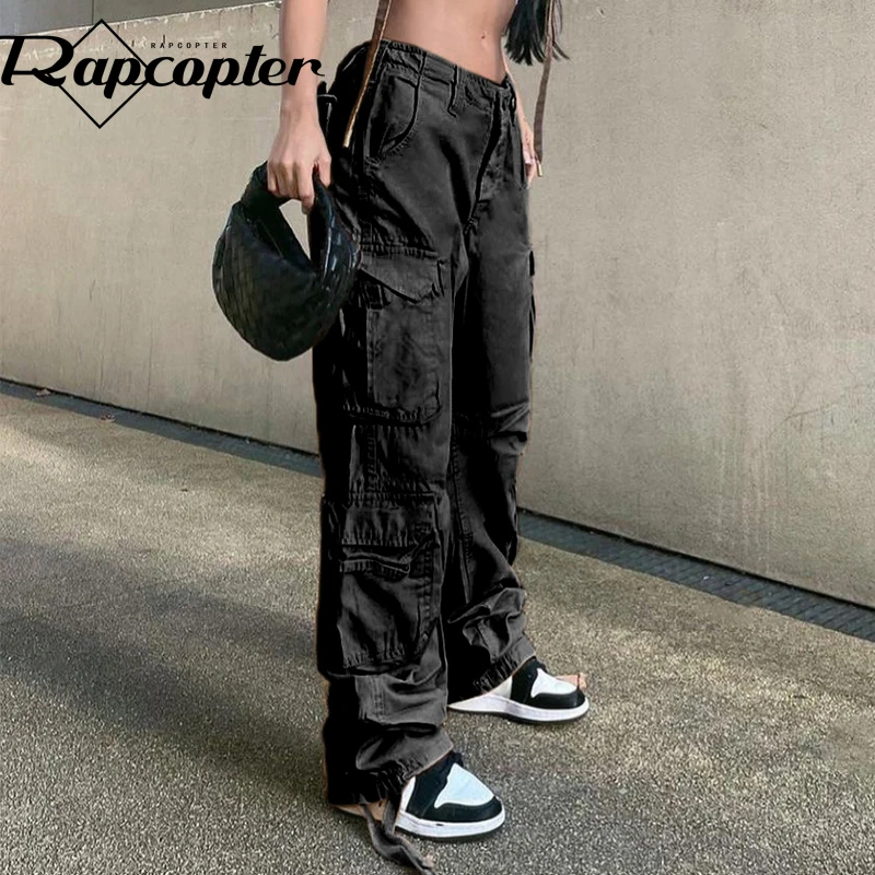 

Rapcopter y2k Drawstring Cargo Jeans Baggy Streetwear Vintage Trousers Women Sporty Sweatpants Harajuku Fashion Mom Jeans 90s