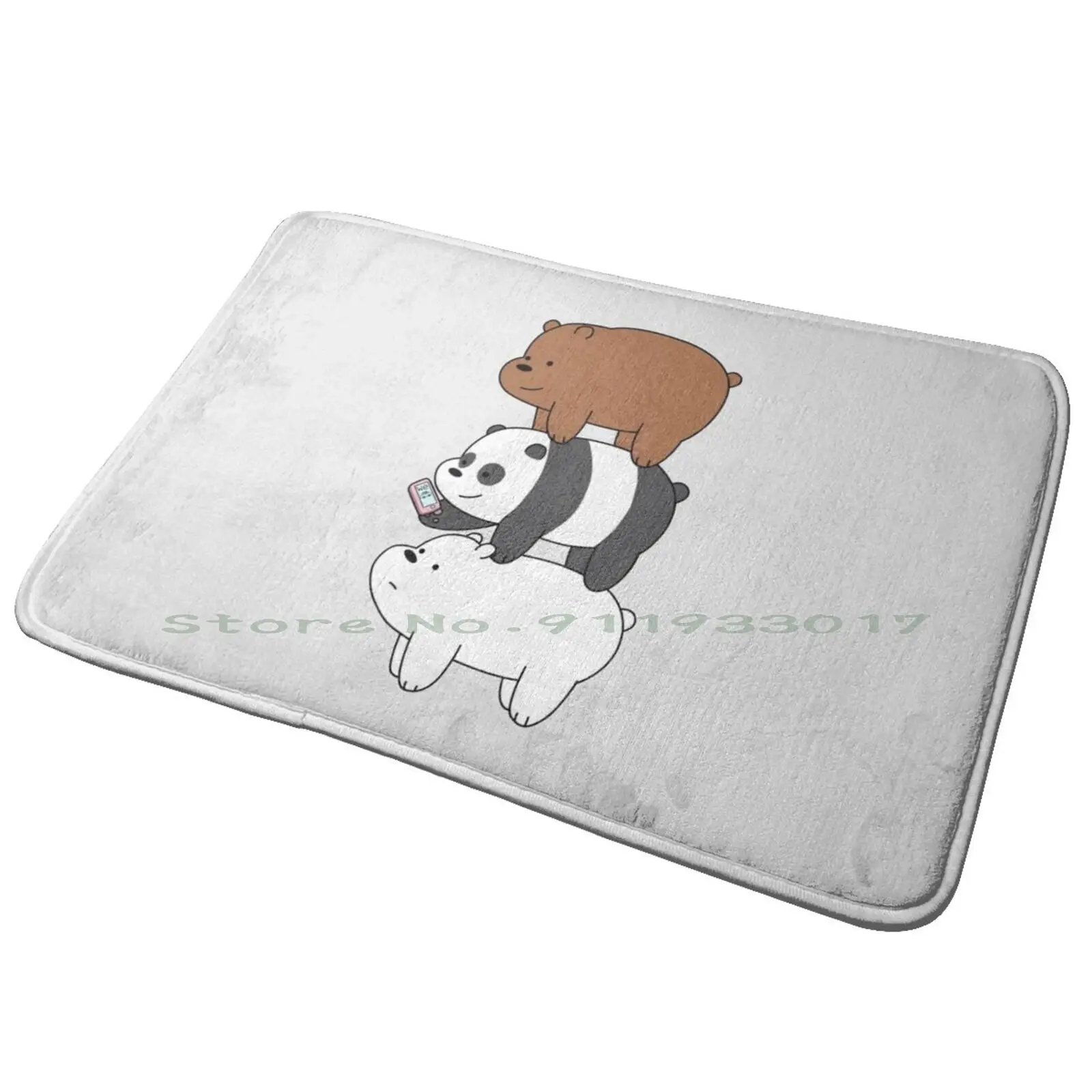 Grizzly , Panda , And Ice Bear Entrance Door Mat Bath Mat Rug Grizzly Panda Park Charlie Nom Nom Cartoon Ranger Tabes Ice Bear