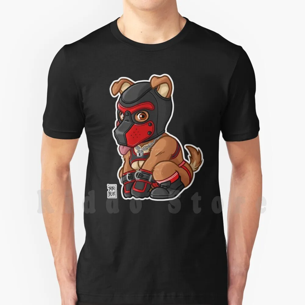 Playful Puppy-Red Mask-Bearzoo Series T Shirt Print For Men Cotton New Cool Tee Bobobear Bobobearart Bobo Bear Bear Bear