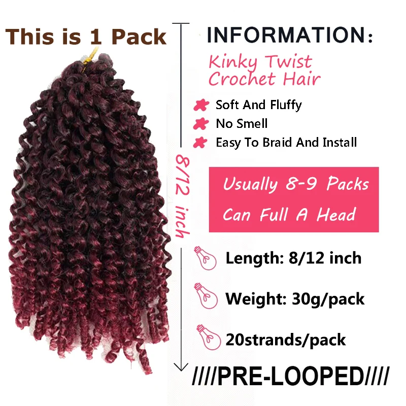 Hair Nest Marlybob Crochet Hair Kinky Curly Short Crochet Braids Short Passion Twist Hair Jerry Curly Kinky Twist For Women