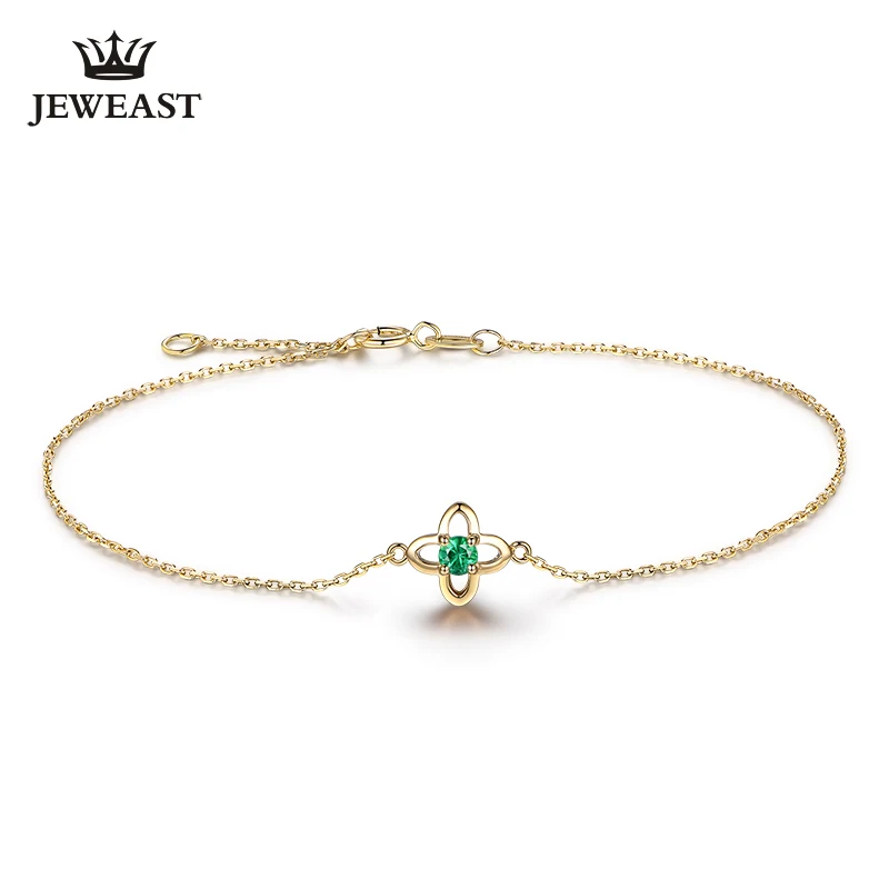 

MLZB Natural Emerald 18k Pure Gold Female Bracelets Fine Jewelry Gift Girl Thin Trendy Solid 750 Real Bangle Party Good Nice