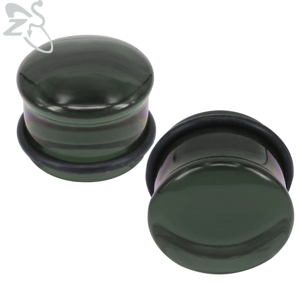 ZS 5-16MM I Para Punk Clear Green Tunnels Plugs Mężczyźni Kobiety Przezroczyste szklane nosze do uszu Grzybowy miernik uszu Biżuteria do przekłuwania