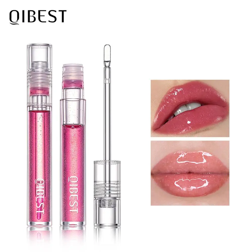 QIBEST-Brcorporelle à lèvres transparent, base naturelle, hydratant, repulpant, effet miroir