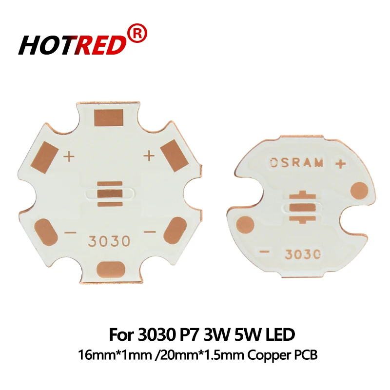 20mm 16mm Copper PCB Board Plate For 3030 P7 High Power 1W 3W 5W LED Plate Radiator Heatsink For DIY Lamp Flashlight Parts