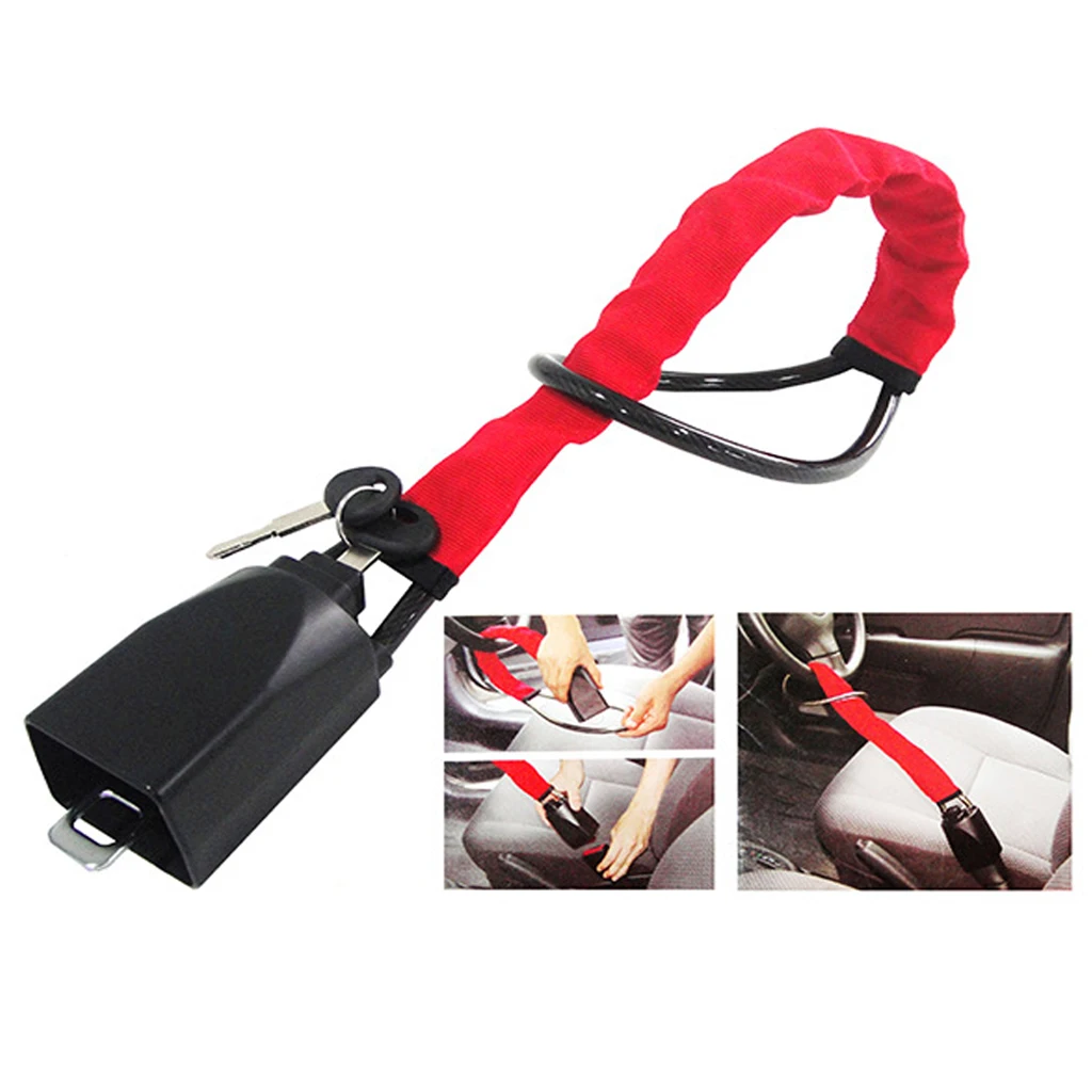 Car Auto Lock Top Mount Steering Wheel Lock Anti Theft Security Lock With Keys Anti-Theft Devices Wheel Lock Steel Strap