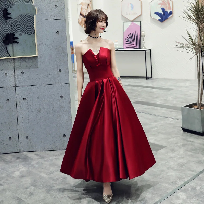 

Long Burgundy Wedding Evening Dress Toast Dress Bride 2020 New Summer Temperament Female Slim And Thin