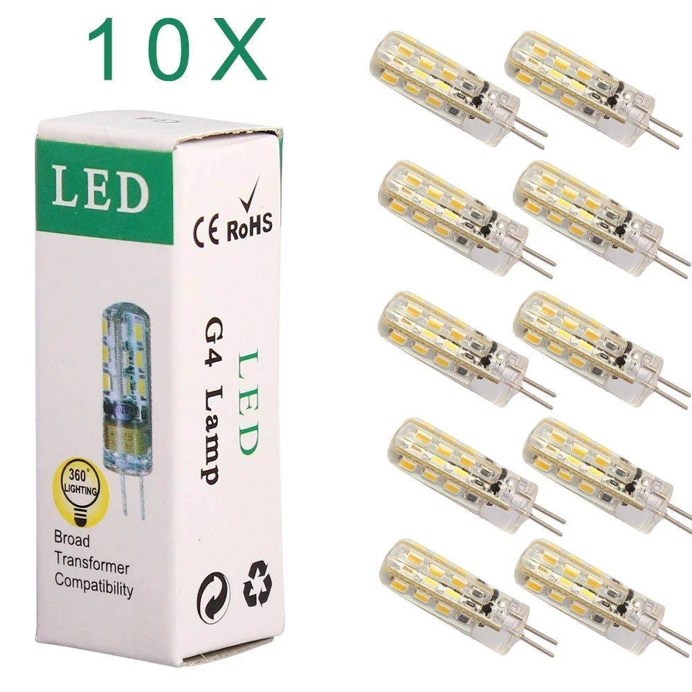 10pcs G4 Home Lighting Led Bulb 1.5W 12V/DC 3014SMD 24led Silicone Lamp Warm white/White l 360 Degree Angle LED Light