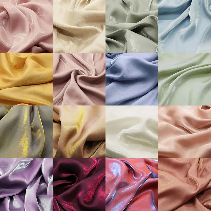 Thin Glazed Silk Satin Glitter Fabric Gloss Color-changing Golden Light Cotton Silky Drape, Handmade DIY Hanfu Fabric