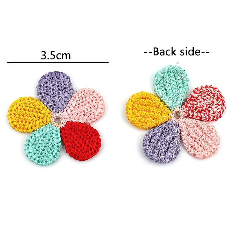 30Pcs 3.5cm Embroidery Five-color Flowers Appliques For DIY Baby Headwear Hairpin Crafts Decor Clothing Patches Accessories