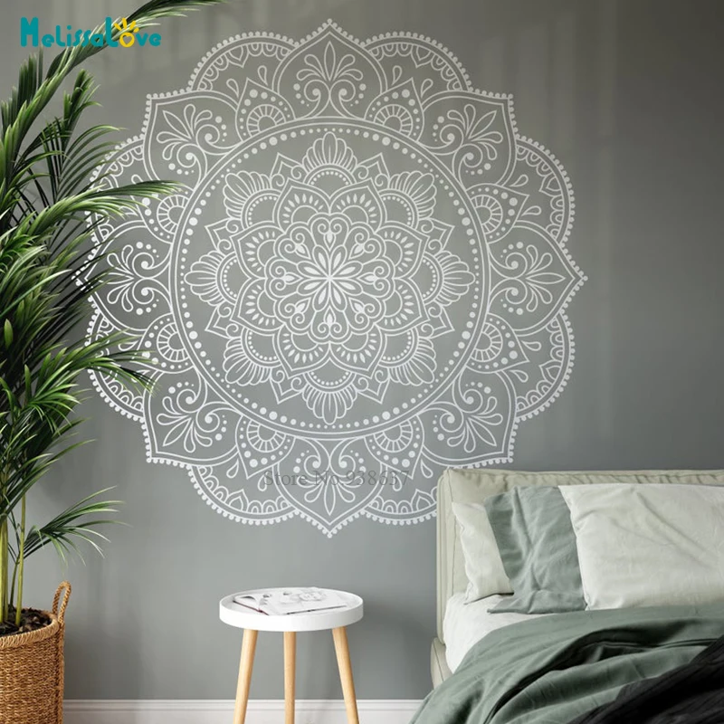 Duża Mandala Wall Art Naklejka Studio Jogi Dekoracja Kwiat Mandala Sypialnia Pokój dzienny Wystrój Tapeta BA697-1