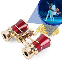 3X25 Opera Glasses Binoculars Theater Glasses Mini Binocular Compact with Chain for Adults Women in Musical Concert（Red)）