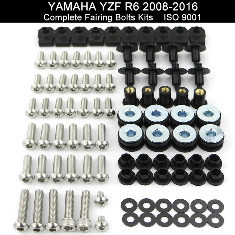 Fit For Yamaha YZFR6 YZF-R6 2008 2009 2010 2011 2012 2013 2014 2015 2016 Motorcycle Complete Full Fairing Bolts Kit Screws Nuts