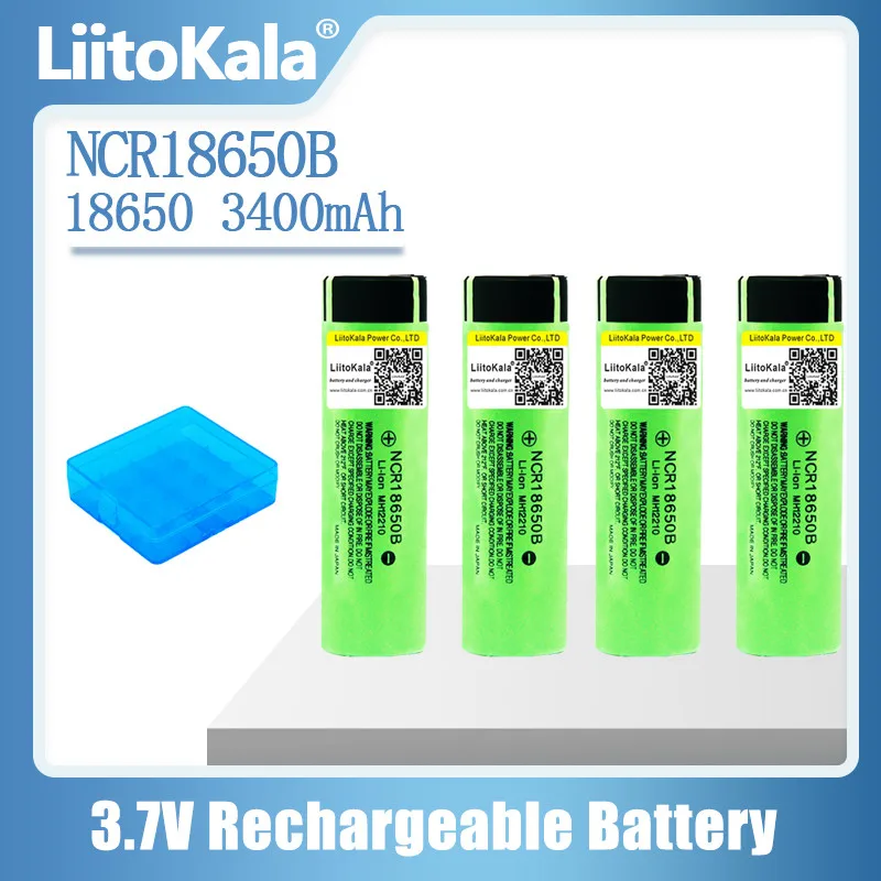 LiitoKala 100% جديد الأصلي NCR18650B 3.7 فولت 3400 mah 18650 بطاريّة ليثيوم قابلة لإعادة الشحن مصباح يدوي بطاريات + 18650 صندوق