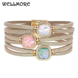 WELLMORE luxury women bracelets Zinc Alloy Wrap bracelets for women Magnet bohemia bracelets fashion female jewelry wholesale