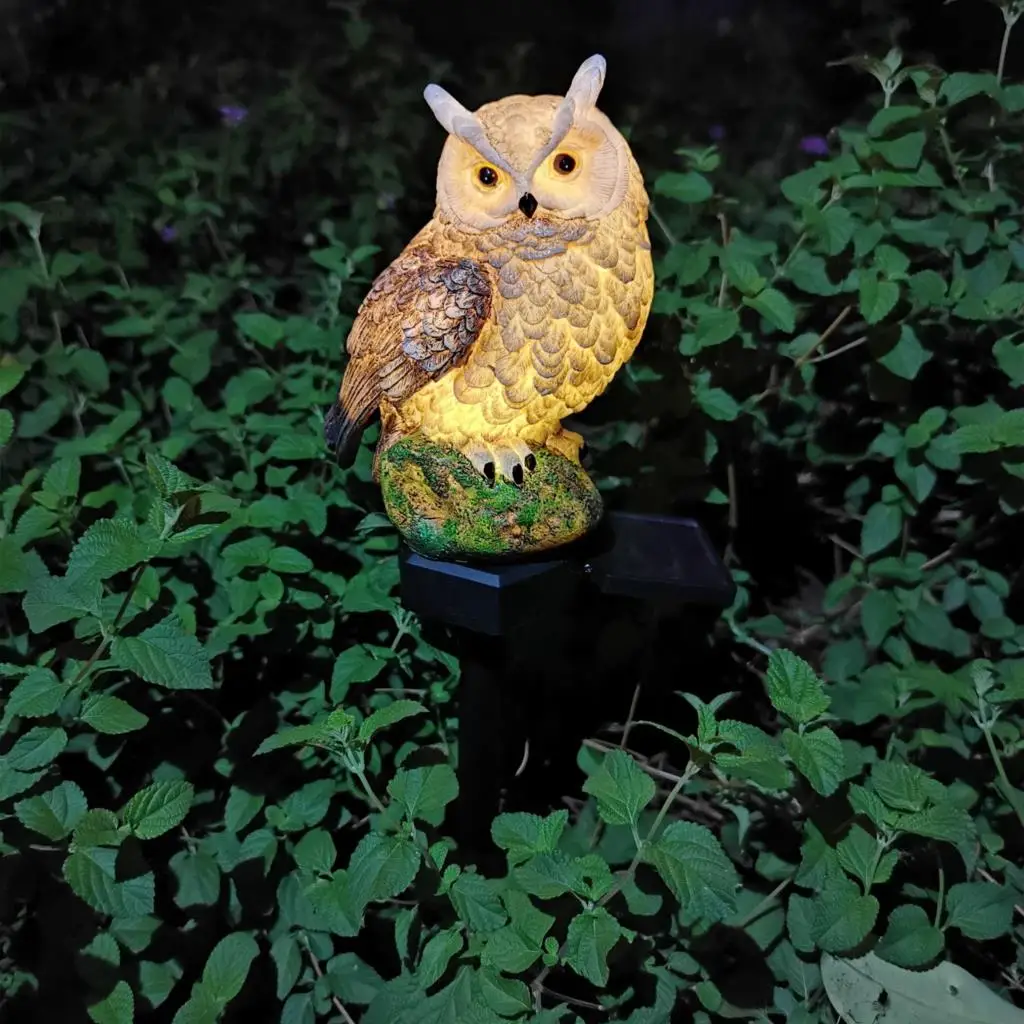 

Natural resin solar ground plug owl LED lawn outdoor light garden villa landscape light owl atmosphere light