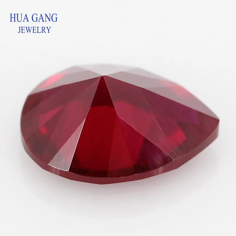 8# Ruby Red Corundum Stones Size 2x3~13x18mm Pear Cut Synthetic Corundum Gems Stone For Jewelry Wholesale