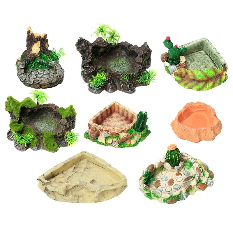 Crawler Pet Feeder Bowl Basin Resin Non-toxic Food Water Pot Reptile Turtle Scorpion Lizard Gecko Decor Pets Supply Accessories